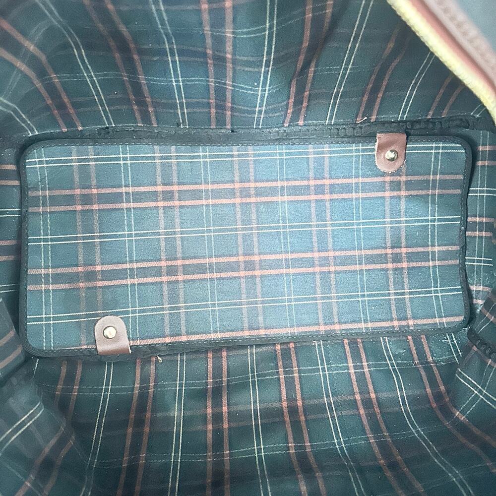 Dunhill Authentic Vintage Brown Grey Coated Canvas Weekender Bag Plaid Lining - Picture 8 of 14